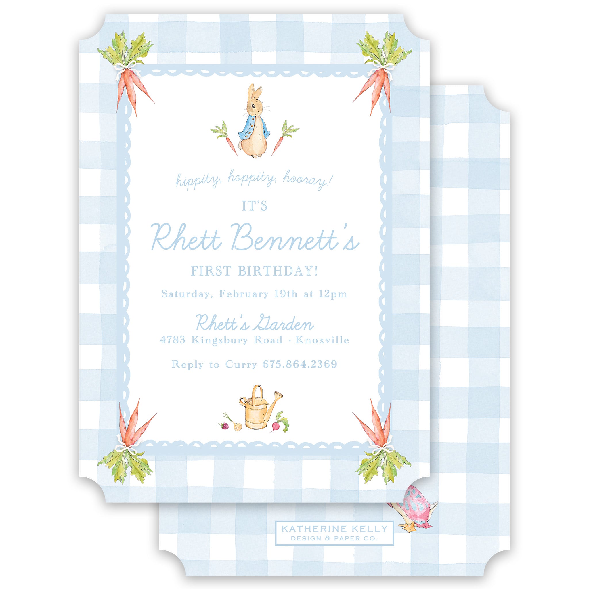 blue peter rabbit party invitation