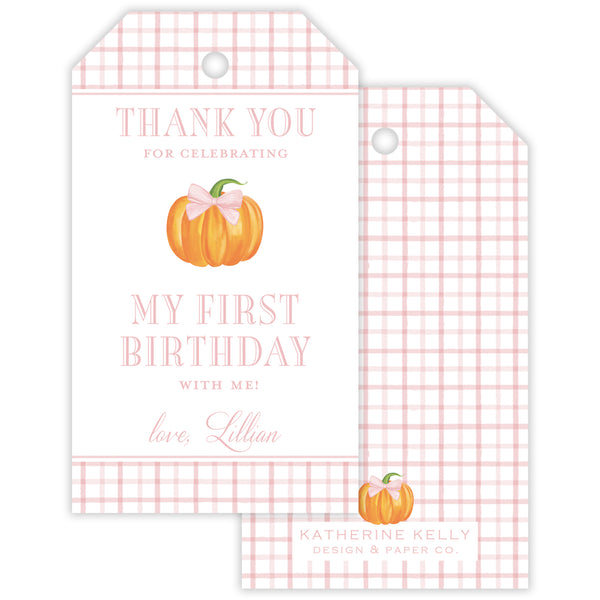 all pink fall pumpkin party favor tag