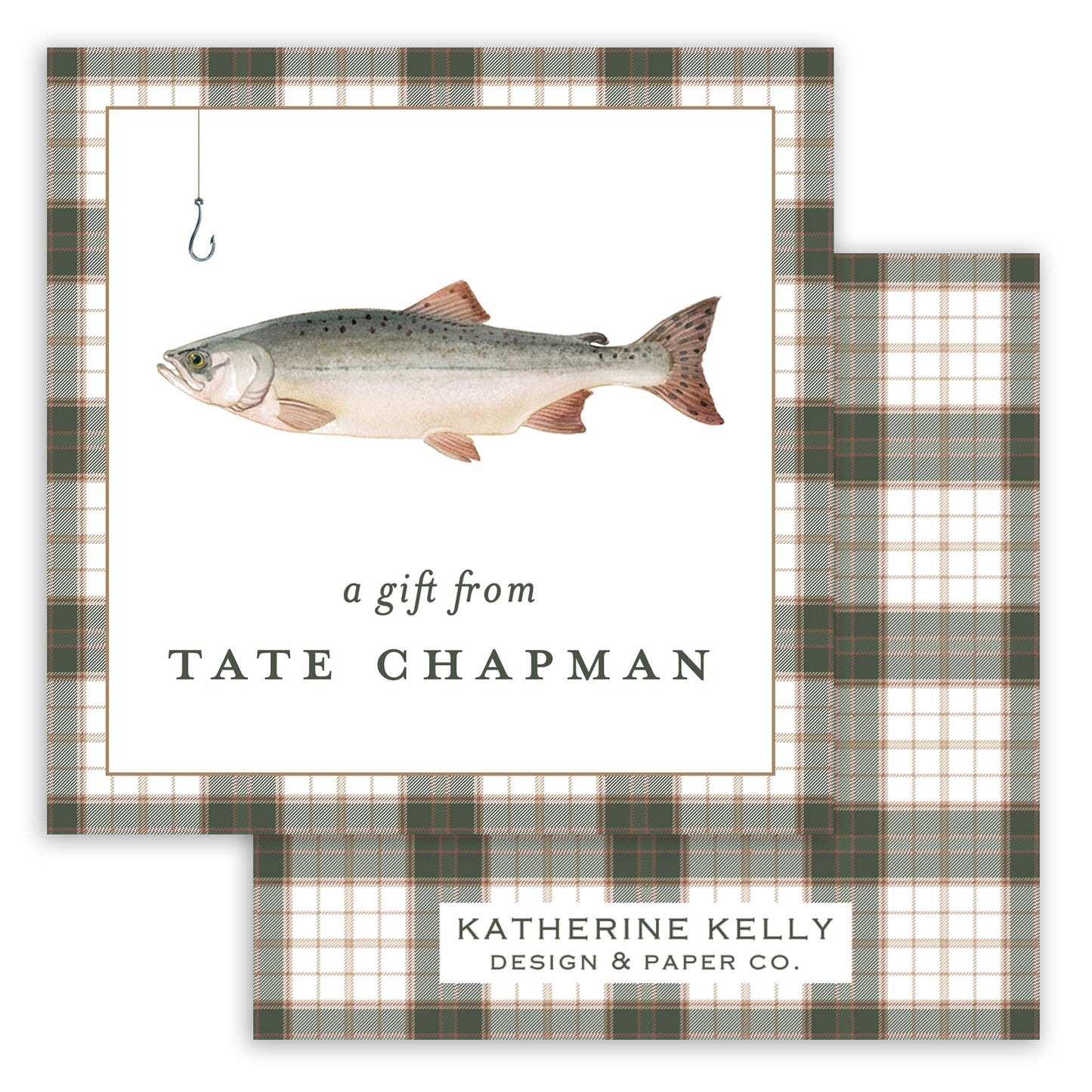 plaid fish enclosure card