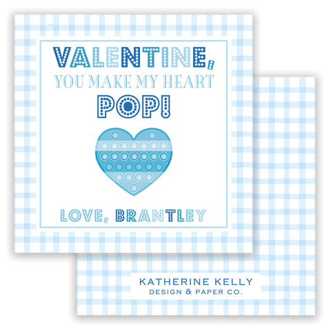 you make my heart pop blue valentine card