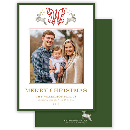dancing reindeer portrait holiday card