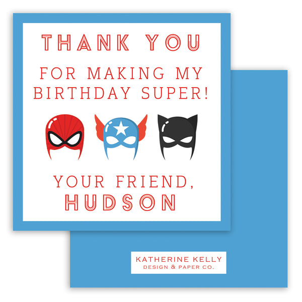superhero party party favor card