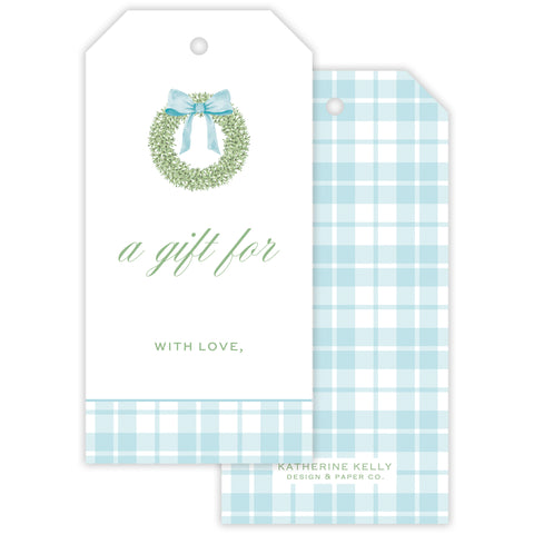 watercolor wreath fill-in gift tag