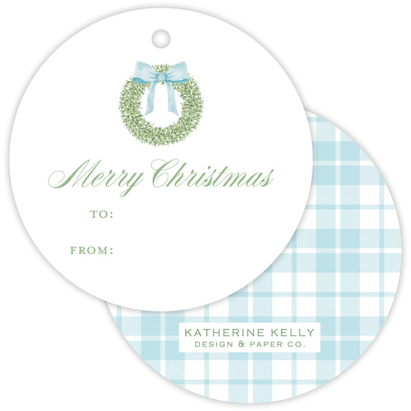 watercolor wreath fill-in round gift tag