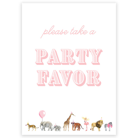 pink party animal party favor sign