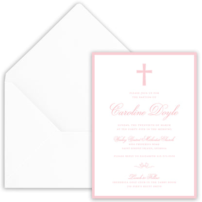 pink baptism invitation
