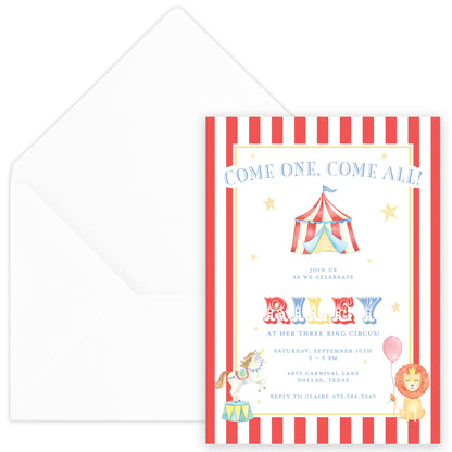 circus birthday invitation