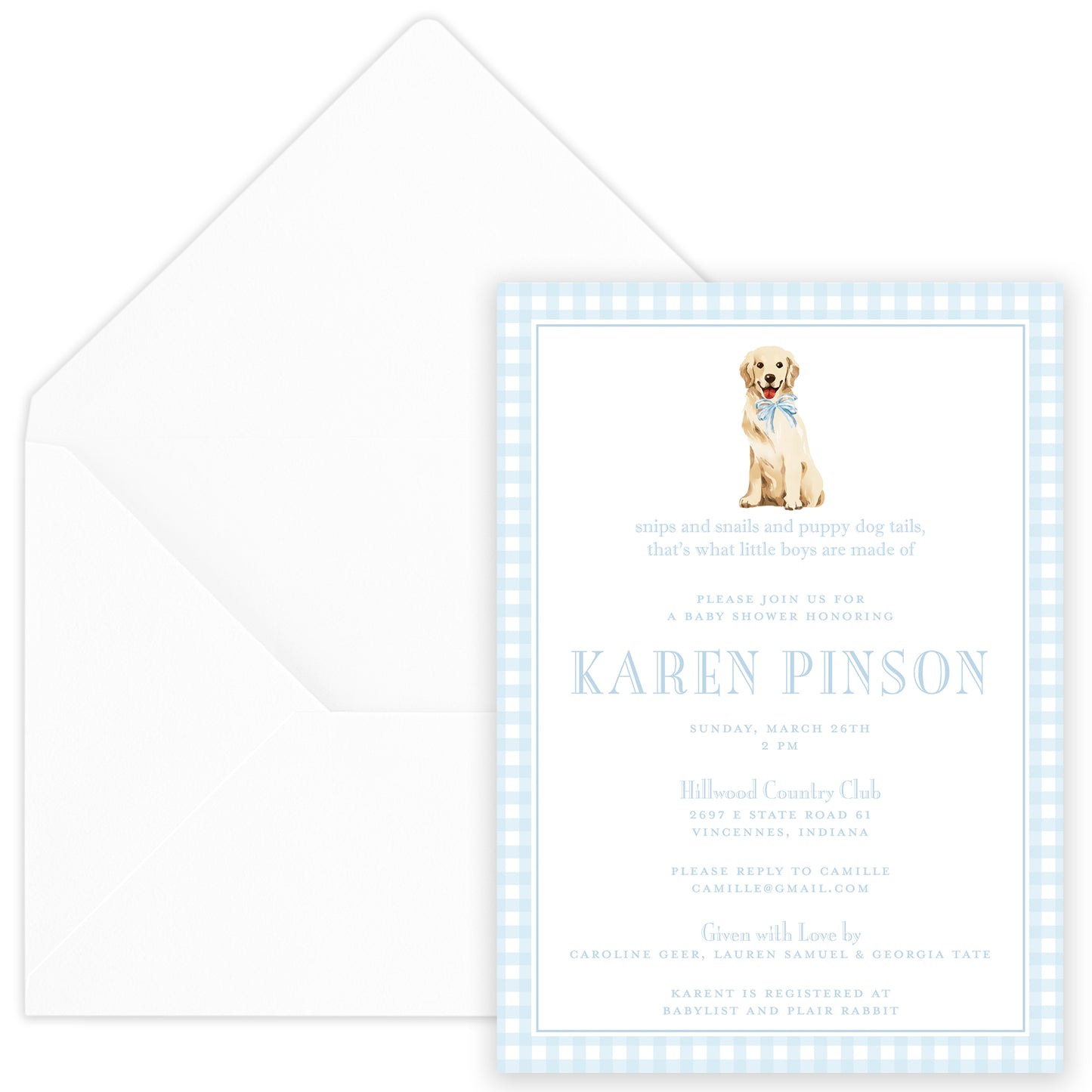 snips & snails shower invitation