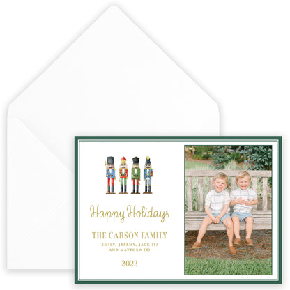 nutcracker green border landscape christmas card