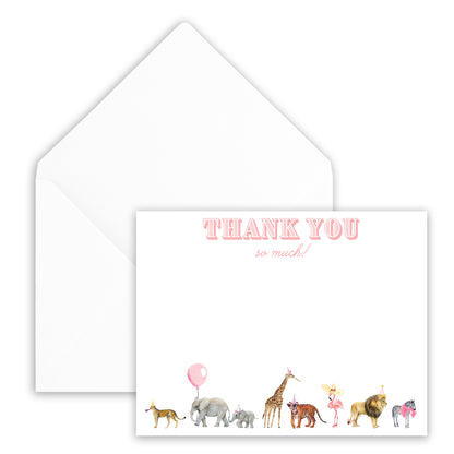 pink party animal thank you note