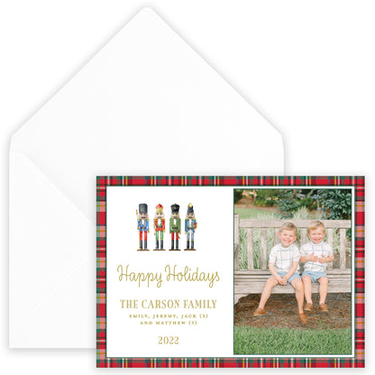 nutcracker plaid border landscape christmas card