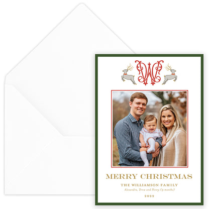 dancing reindeer portrait holiday card