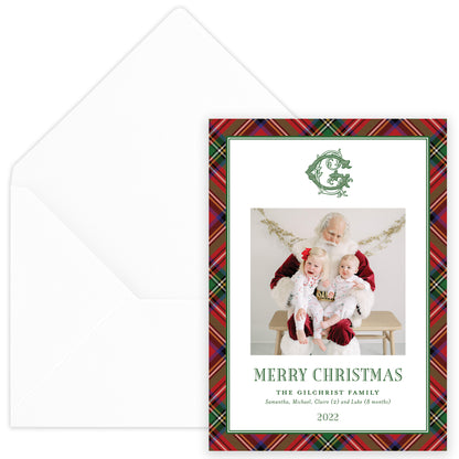 christmas tartan portrait holiday card