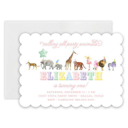 multi party animal birthday invitation