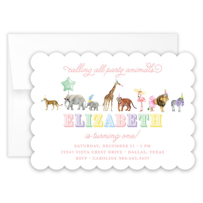 multi party animal birthday invitation