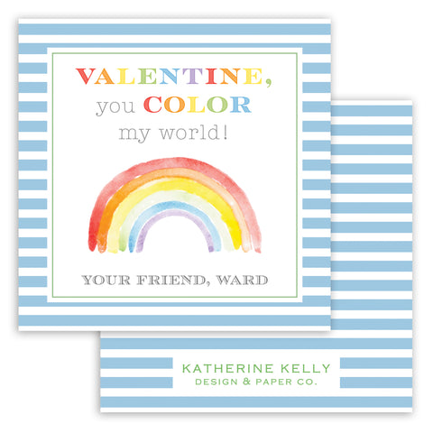 blue rainbow valentine card