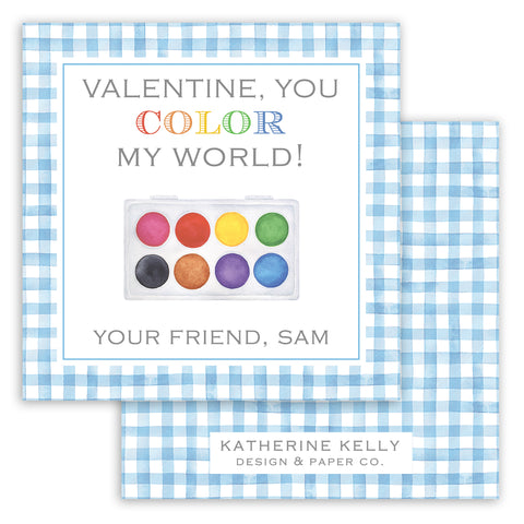 blue paint palette valentine card