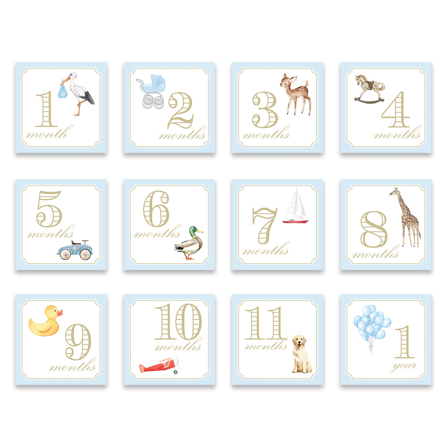 classic boy milestone cards